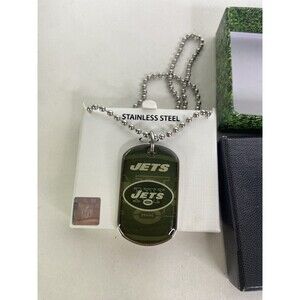 New York Jets Dog Tag Necklace Stainless Steel NFL Licensed with Gift Box
